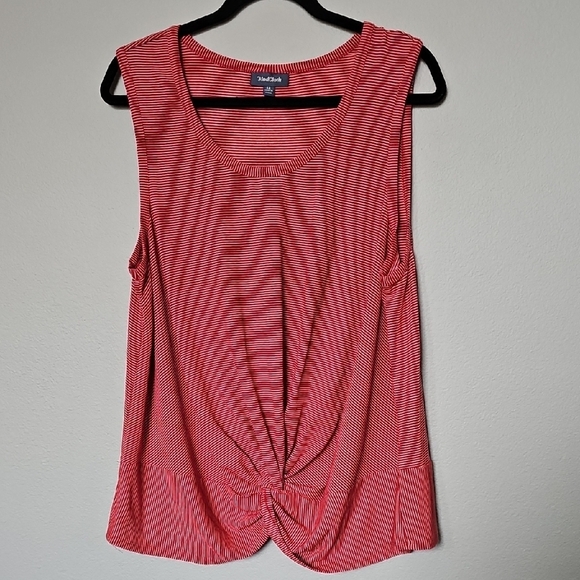 Modcloth Summer Red And White Sleeveless Tie Front Tank Top 1X - Picture 1 of 6